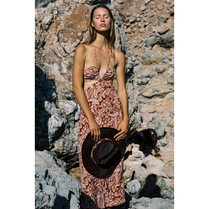 ПЛАТЬЕ МИДИ С ПРИНТОМ И ВЫРЕЗАМИ