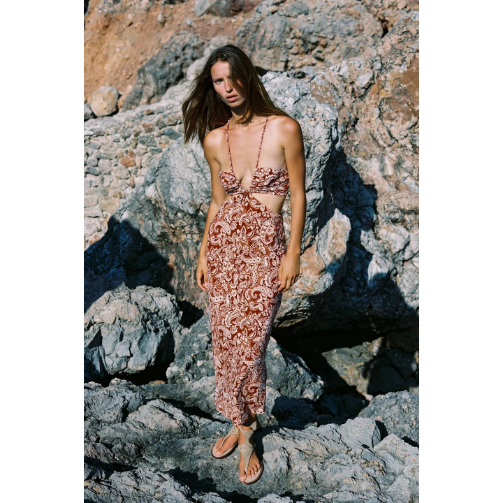 ПЛАТЬЕ МИДИ С ПРИНТОМ И ВЫРЕЗАМИ