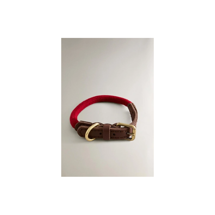 LEATHER AND ROPE DOG COLLAR