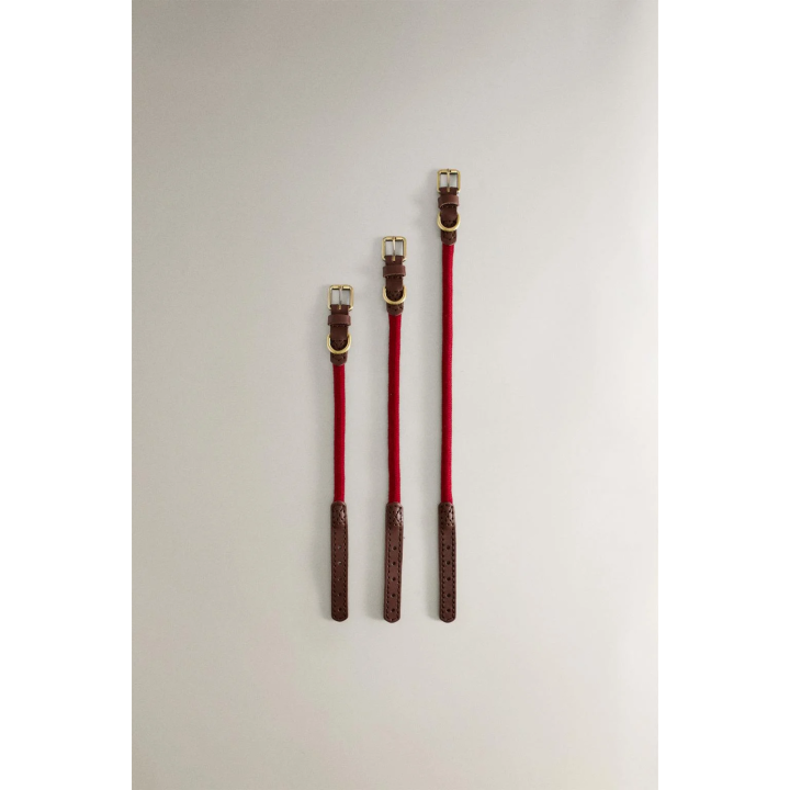 LEATHER AND ROPE DOG COLLAR