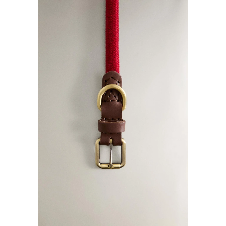 LEATHER AND ROPE DOG COLLAR