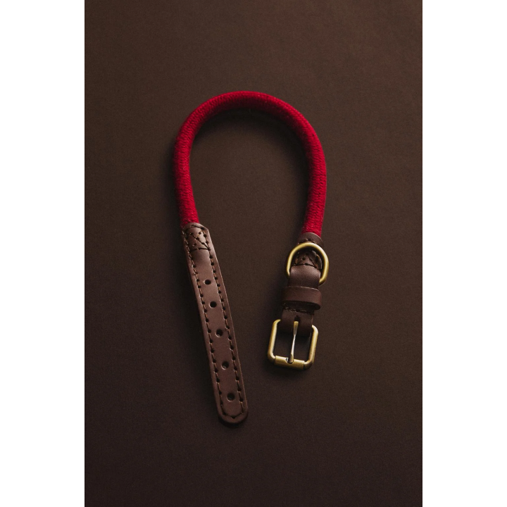 LEATHER AND ROPE DOG COLLAR