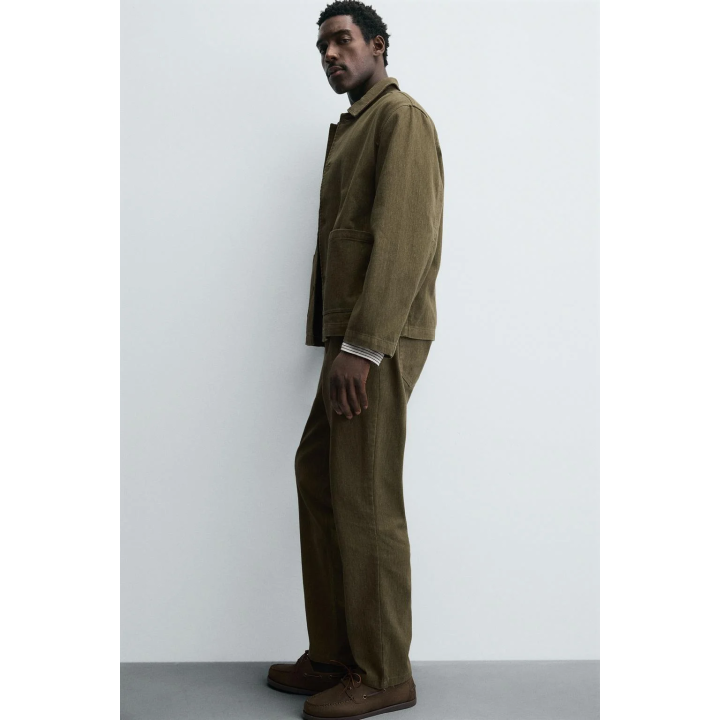 БРЮКИ ИЗ РЕЛЬЕФНОЙ ХЛОПКОВОЙ ТКАНИ