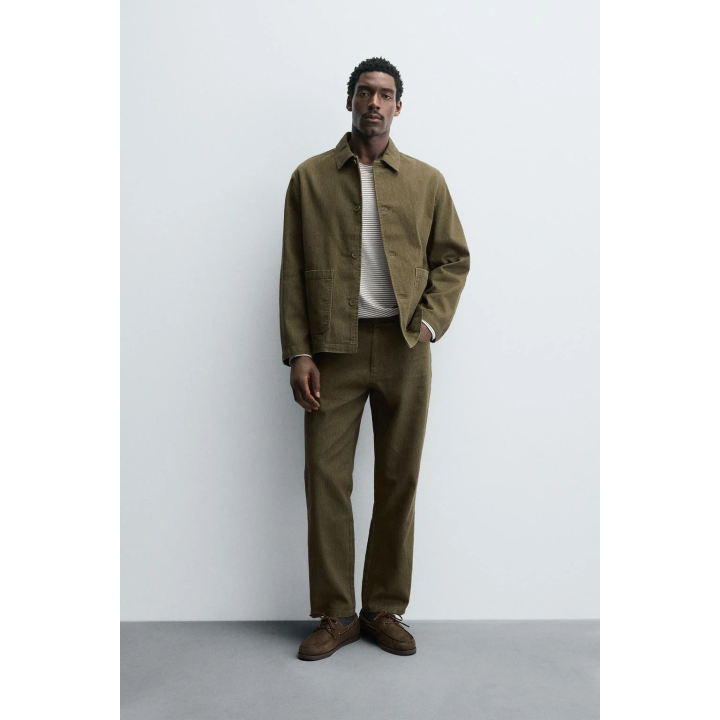 БРЮКИ ИЗ РЕЛЬЕФНОЙ ХЛОПКОВОЙ ТКАНИ