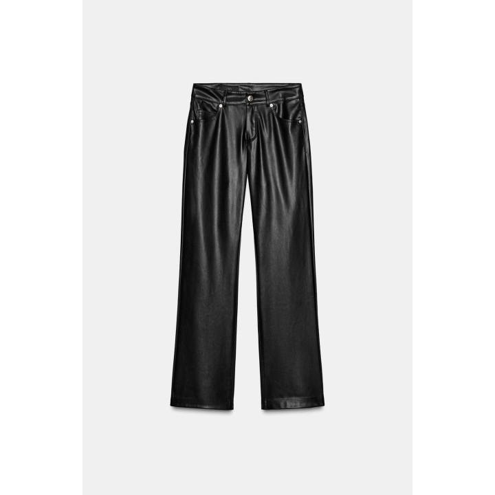 БРЮКИ ИЗ ИСКУССТВЕННОЙ КОЖИ С НИЗКОЙ ПОСАДКОЙ