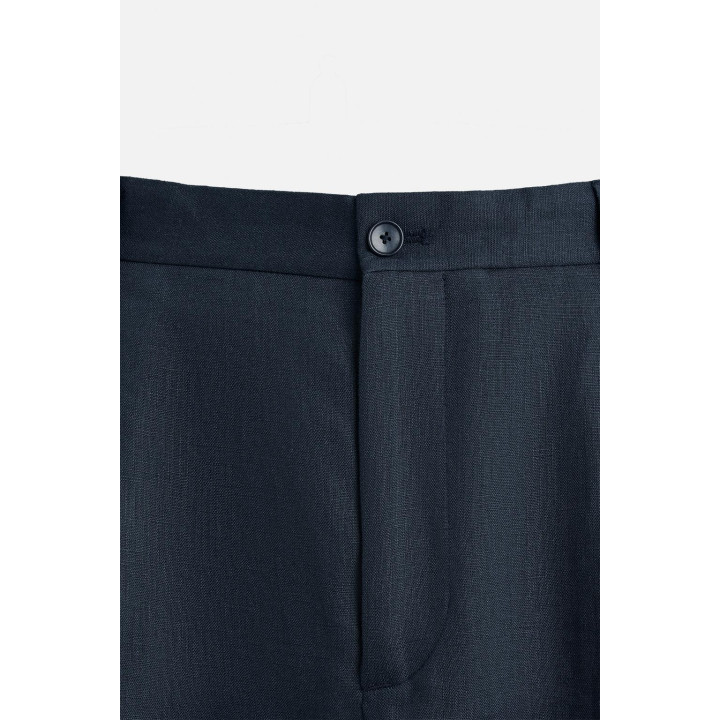 БРЮКИ ИЗ 100% ЛЬНА С ЗАЩИПАМИ