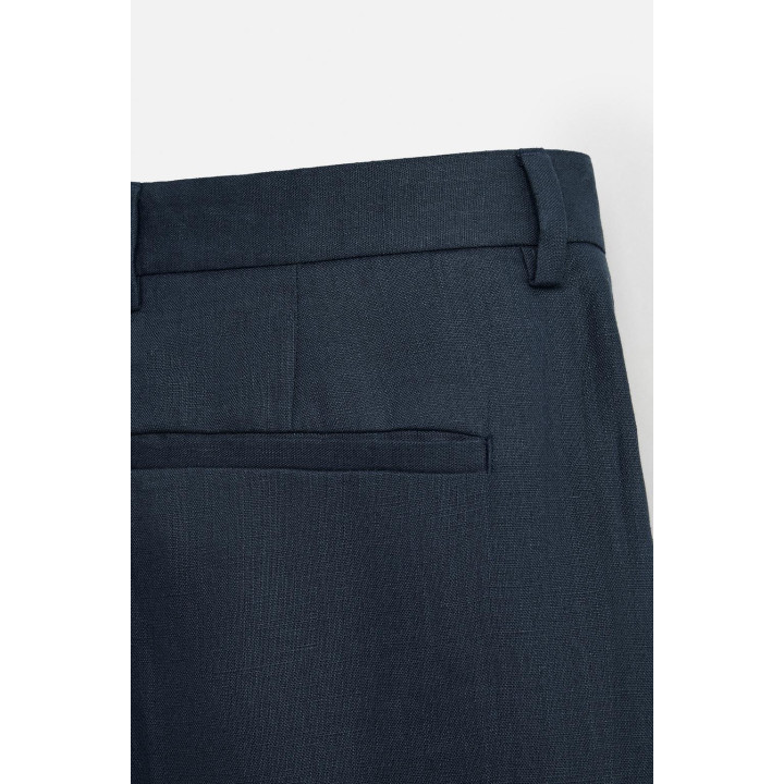 БРЮКИ ИЗ 100% ЛЬНА С ЗАЩИПАМИ