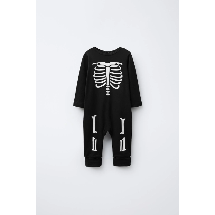 ПИЖАМА-СЛИП С ПРЕОБРАЗУЕМЫМИ СТОПАМИ, СКЕЛЕТ, СВЕТЯЩАЯСЯ В ТЕМНОТЕ