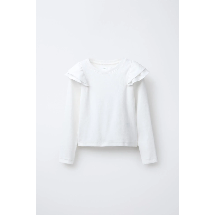 ЛОНГСЛИВ В РУБЧИК С ВОЛАНАМИ