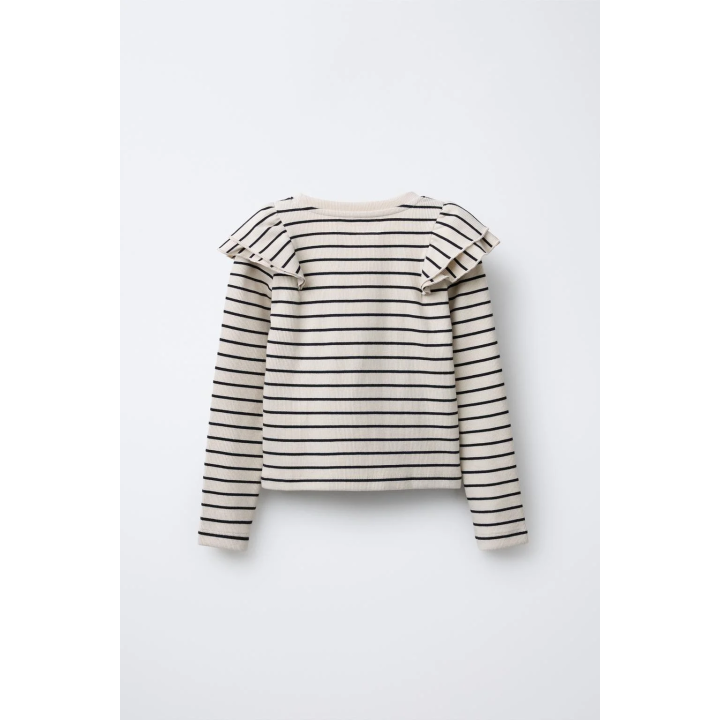 ЛОНГСЛИВ В РУБЧИК В ПОЛОСКУ С ВОЛАНАМИ