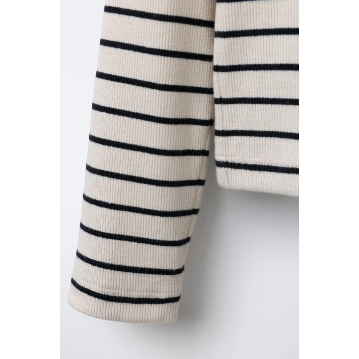 ЛОНГСЛИВ В РУБЧИК В ПОЛОСКУ С ВОЛАНАМИ