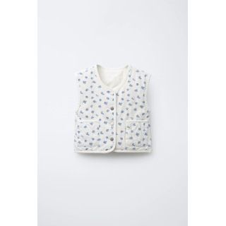 ЖИЛЕТ ИЗ САРЖИ С ЦВЕТОЧНЫМ ПРИНТОМ