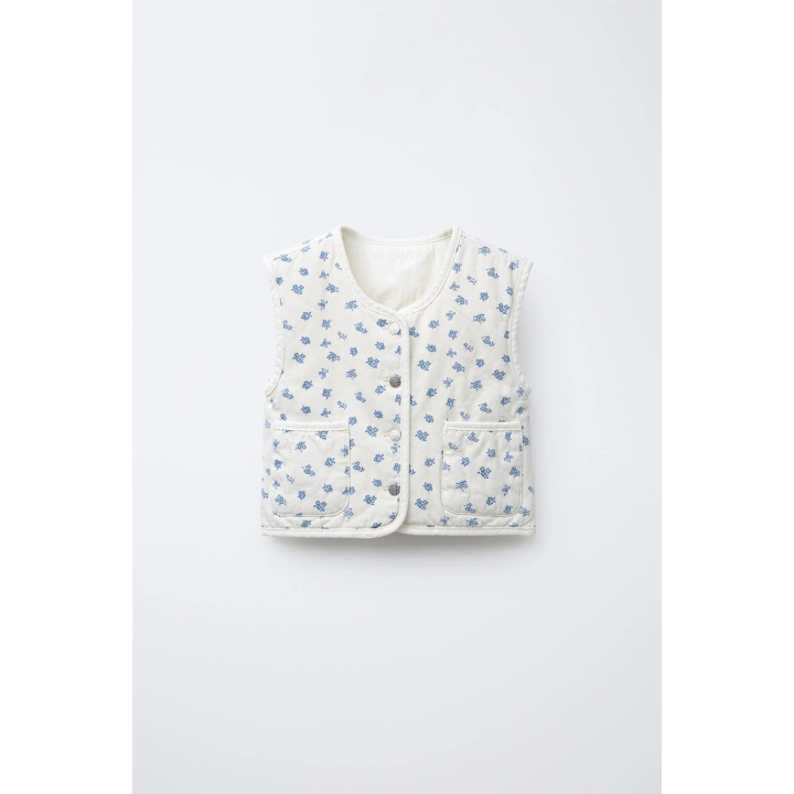 ЖИЛЕТ ИЗ САРЖИ С ЦВЕТОЧНЫМ ПРИНТОМ