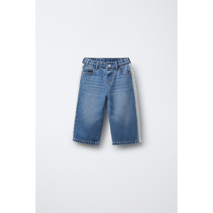 ДЖИНСЫ-КЮЛОТЫ С КРУЖЕВОМ