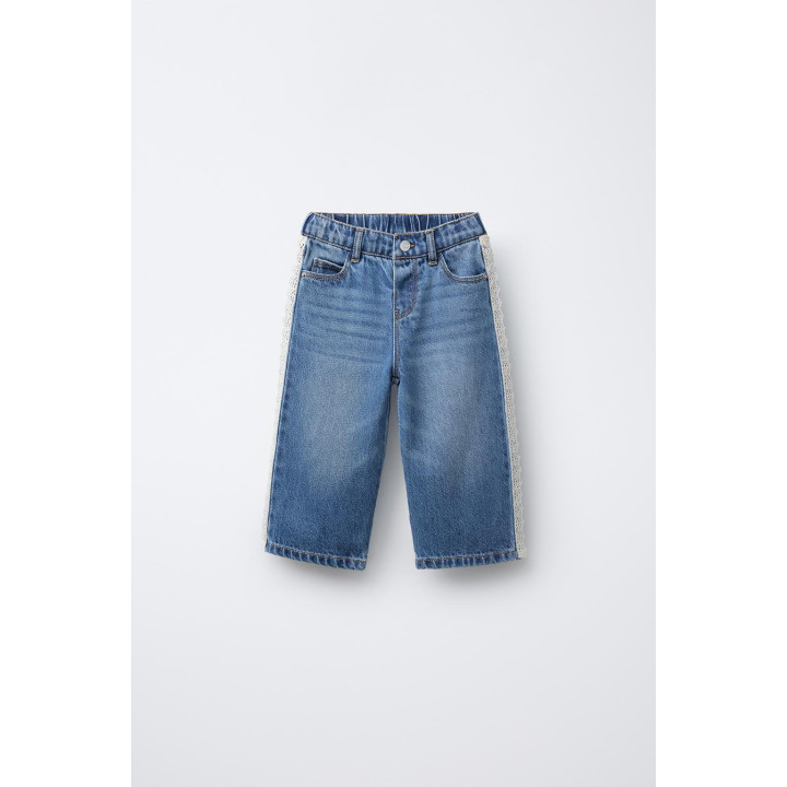 ДЖИНСЫ-КЮЛОТЫ С КРУЖЕВОМ