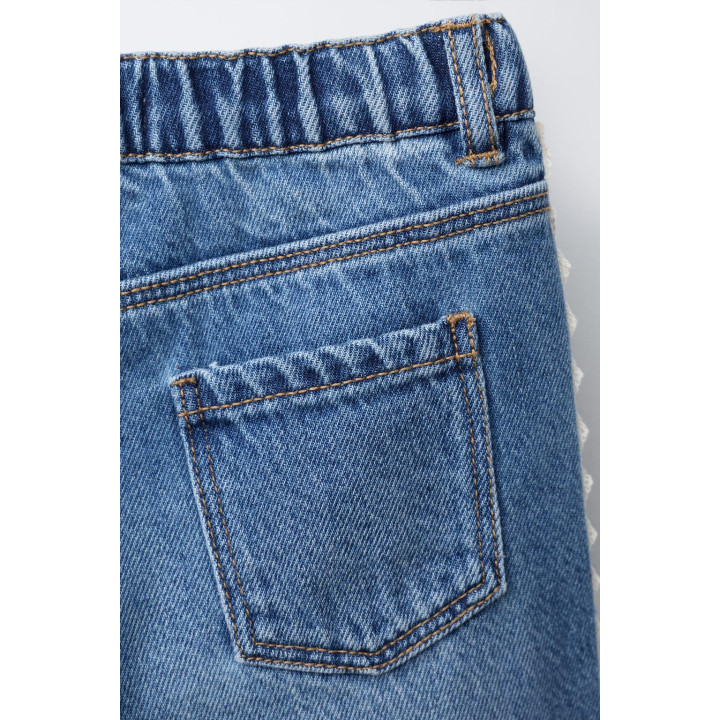 ДЖИНСЫ-КЮЛОТЫ С КРУЖЕВОМ