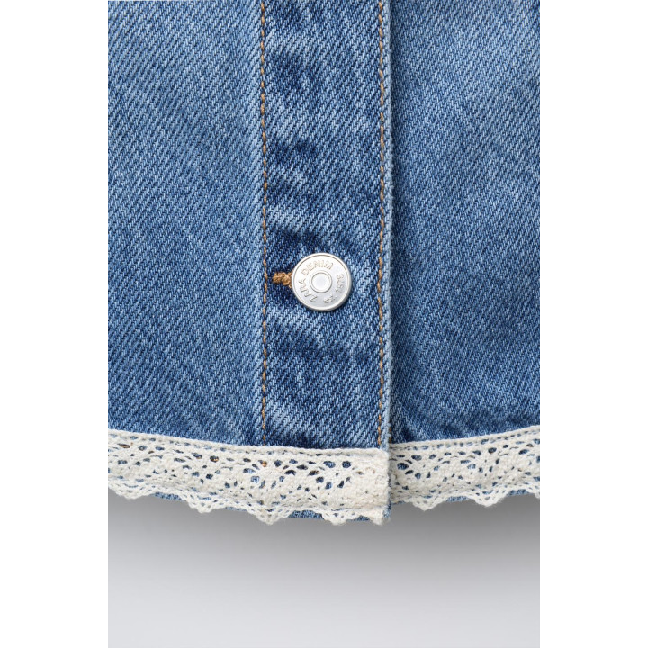 ДЖИНСОВАЯ КУРТКА С КРУЖЕВОМ