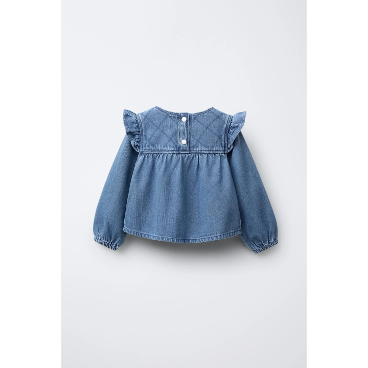 ДЖИНСОВАЯ РУБАШКА С ВОЛАНАМИ