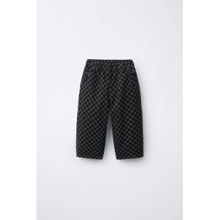 Утепленные клетчатые багги из твила