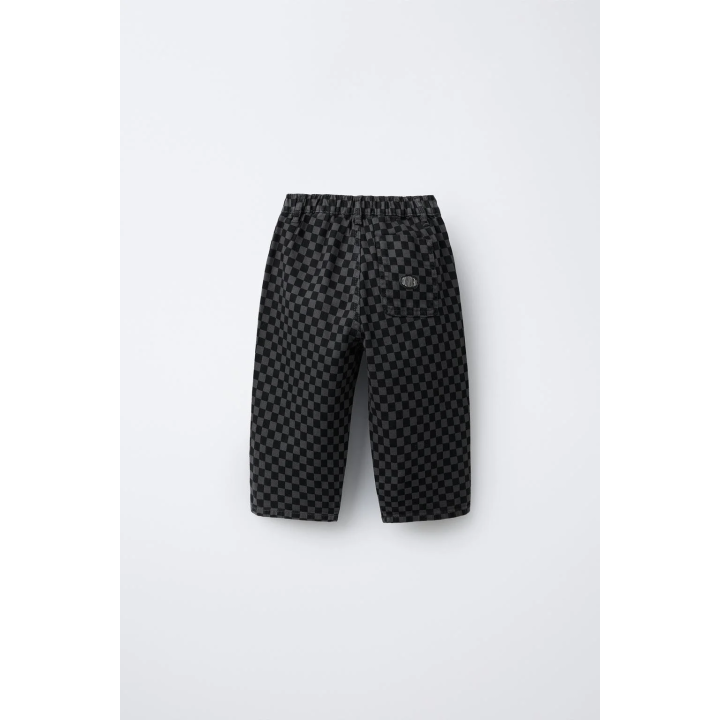 Утепленные клетчатые багги из твила