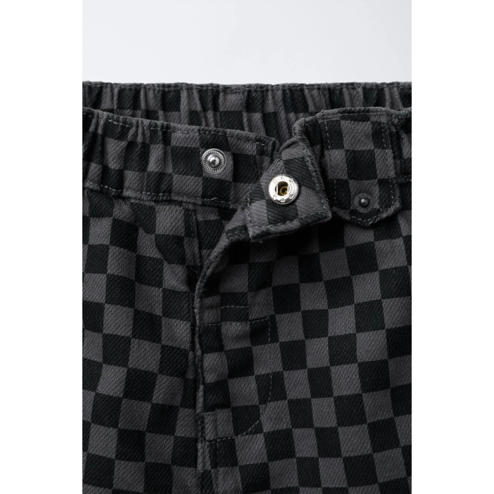 Утепленные клетчатые багги из твила