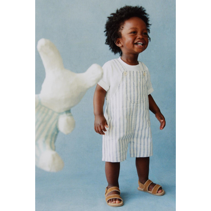 КОРОТКИЙ КОМБИНЕЗОН ИЗ ТВИЛА В ПОЛОСКУ