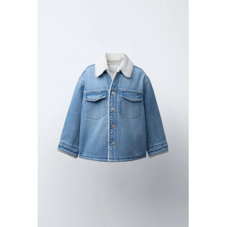 ДЖИНСОВАЯ КУРТКА-РУБАШКА С ИСКУССТВЕННЫМ МЕХОМ