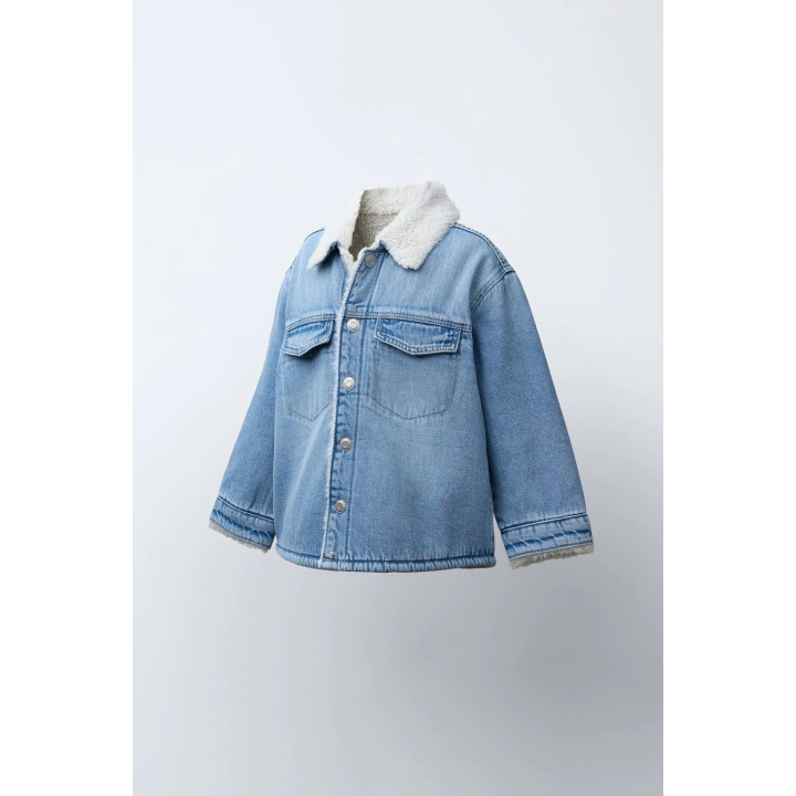 ДЖИНСОВАЯ КУРТКА-РУБАШКА С ИСКУССТВЕННЫМ МЕХОМ