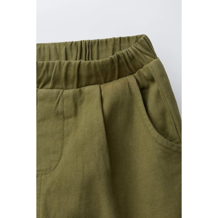 БРЮКИ СВОБОДНОГО КРОЯ ИЗ ТВИЛА С НАШИВКАМИ