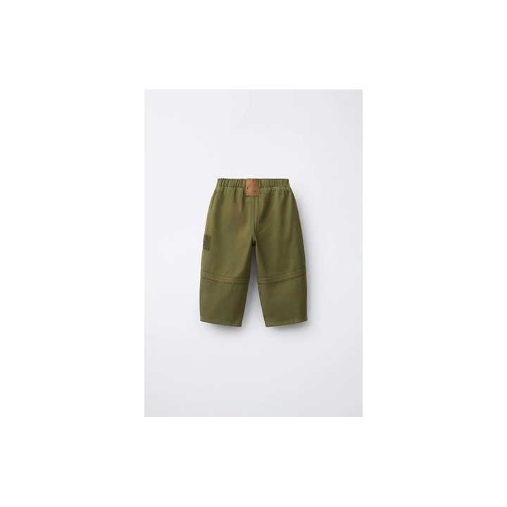 БРЮКИ СВОБОДНОГО КРОЯ ИЗ ТВИЛА С НАШИВКАМИ