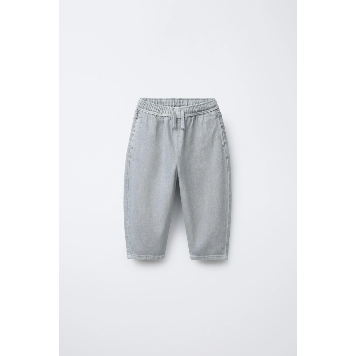 БРЮКИ-БАЛЛОНЫ ИЗ ТВИЛА С ЭФФЕКТОМ ПОСТИРАННОСТИ