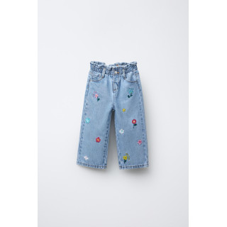 ДЖИНСЫ PAPERBAG С ЦВЕТОЧНОЙ ВЫШИВКОЙ