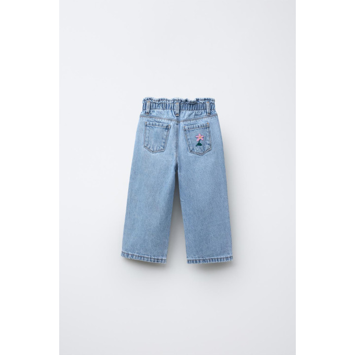 ДЖИНСЫ PAPERBAG С ЦВЕТОЧНОЙ ВЫШИВКОЙ