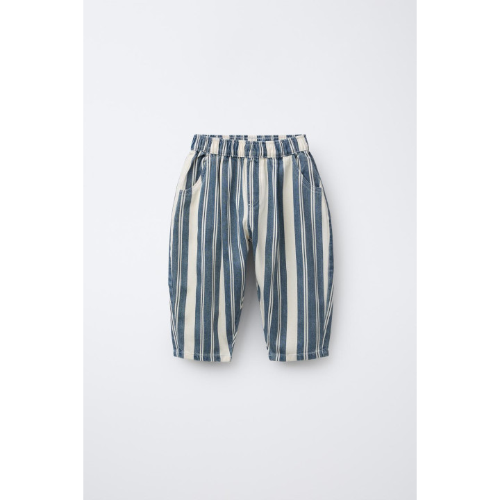 БРЮКИ ИЗ ТВИЛА С РАССЛАБЛЕННЫМ ПОЛОСАТЫМ РИСУНКОМ