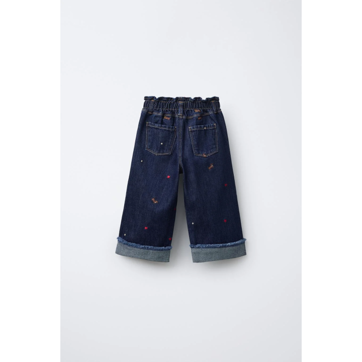 ДЖИНСЫ-КЮЛОТЫ С ВЫШИВКОЙ В ВИДЕ СОБАКИ