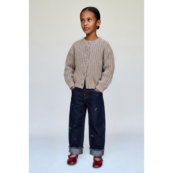 ДЖИНСЫ-КЮЛОТЫ С ВЫШИВКОЙ В ВИДЕ СОБАКИ