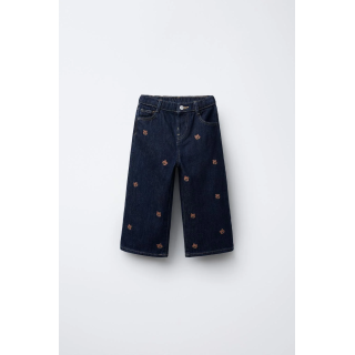 Джинсы-кюлоты с вышитым медвежонком