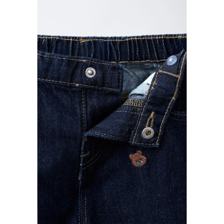 Джинсы-кюлоты с вышитым медвежонком