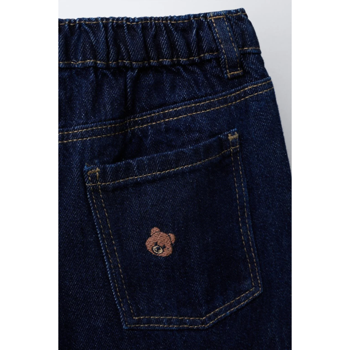 Джинсы-кюлоты с вышитым медвежонком