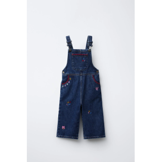 ДЖИНСОВЫЙ КОМБИНЕЗОН С КОНТРАСТНЫМИ ПОДТЯЖКАМИ