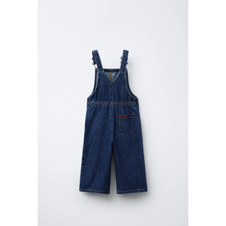 ДЖИНСОВЫЙ КОМБИНЕЗОН С КОНТРАСТНЫМИ ПОДТЯЖКАМИ