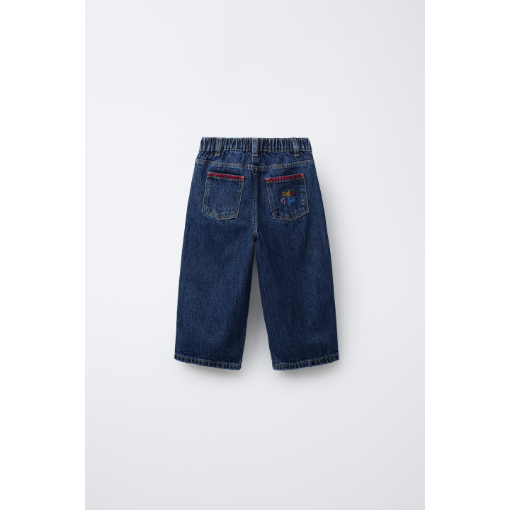 ДЖИНСЫ BAGGY С КОНТРАСТНОЙ ВЫШИВКОЙ