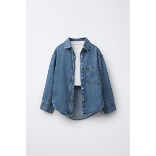 КОМПЛЕКТ: ДЖИНСОВАЯ РУБАШКА И ФУТБОЛКА В РУБЧИК