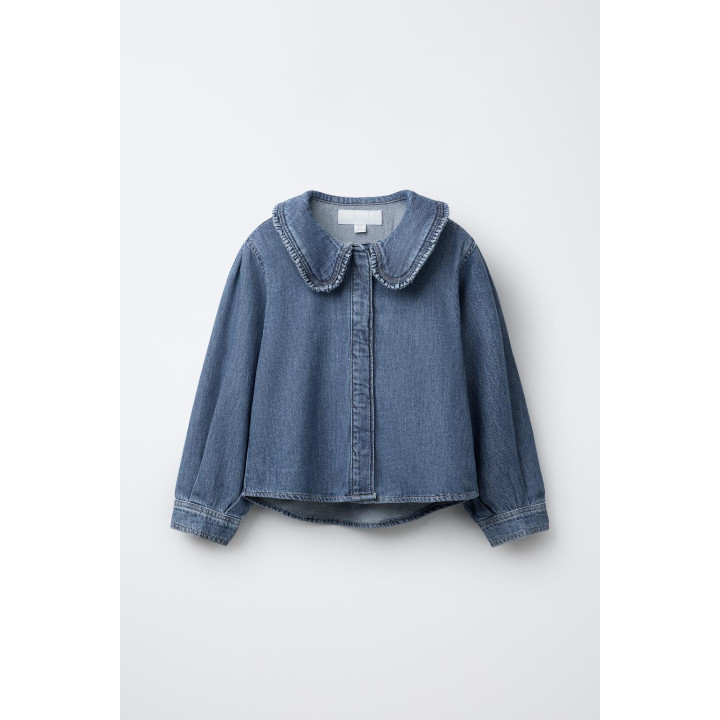 ДЖИНСОВАЯ РУБАШКА С ОТЛОЖНЫМ ВОРОТНИКОМ