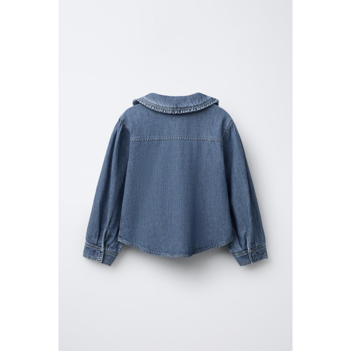 ДЖИНСОВАЯ РУБАШКА С ОТЛОЖНЫМ ВОРОТНИКОМ