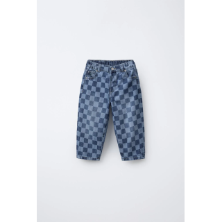 Джинсы прямого кроя в клетку