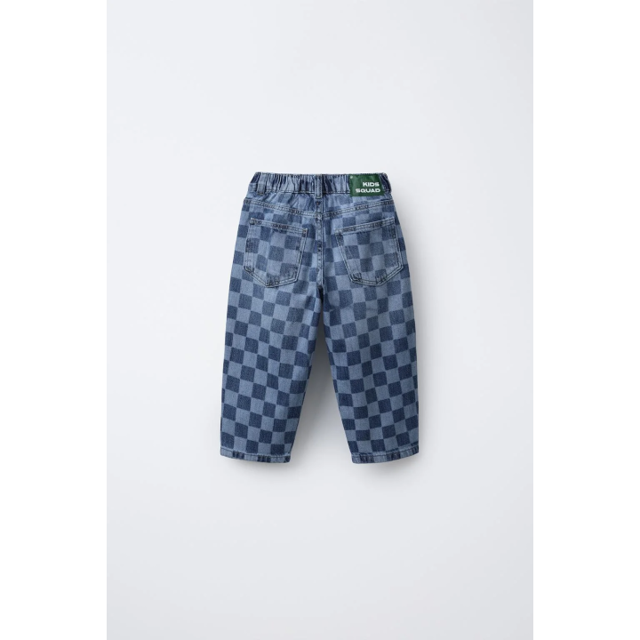 Джинсы прямого кроя в клетку