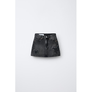 ДЖИНСОВАЯ ЮБКА С ВЫШИТЫМИ БАБОЧКАМИ