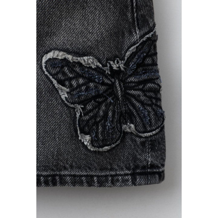 ДЖИНСОВАЯ ЮБКА С ВЫШИТЫМИ БАБОЧКАМИ