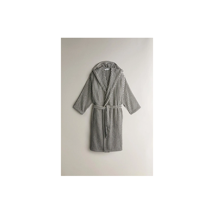 STRIPED BATHROBE WITH HOOD